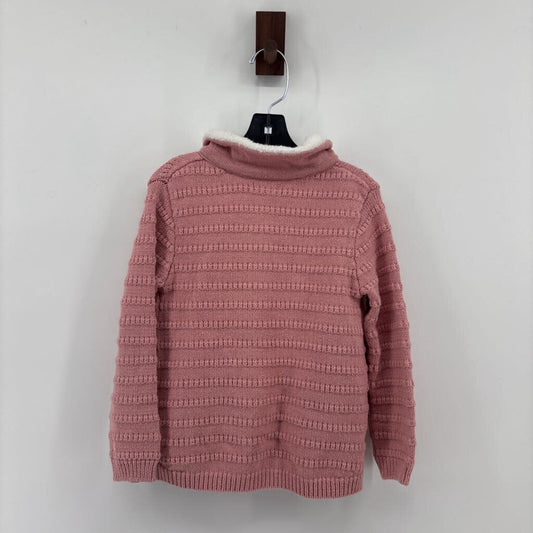 Sparkly Pink Cardigan. White Faux Fur Collar