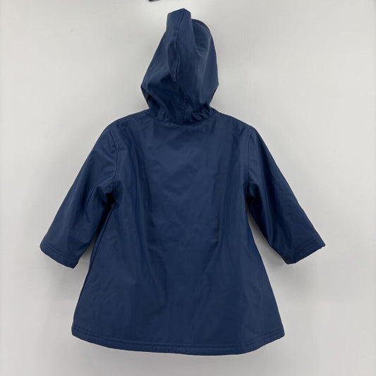 Terry Cloth-Lined Rain Coat with Red Buttons