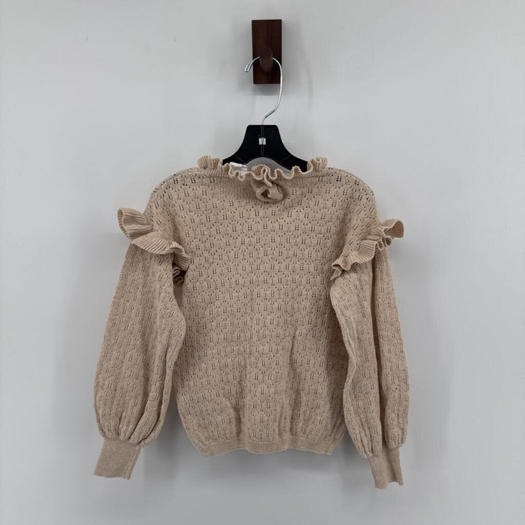 Sweatshirt, ruffle shoulders and neck