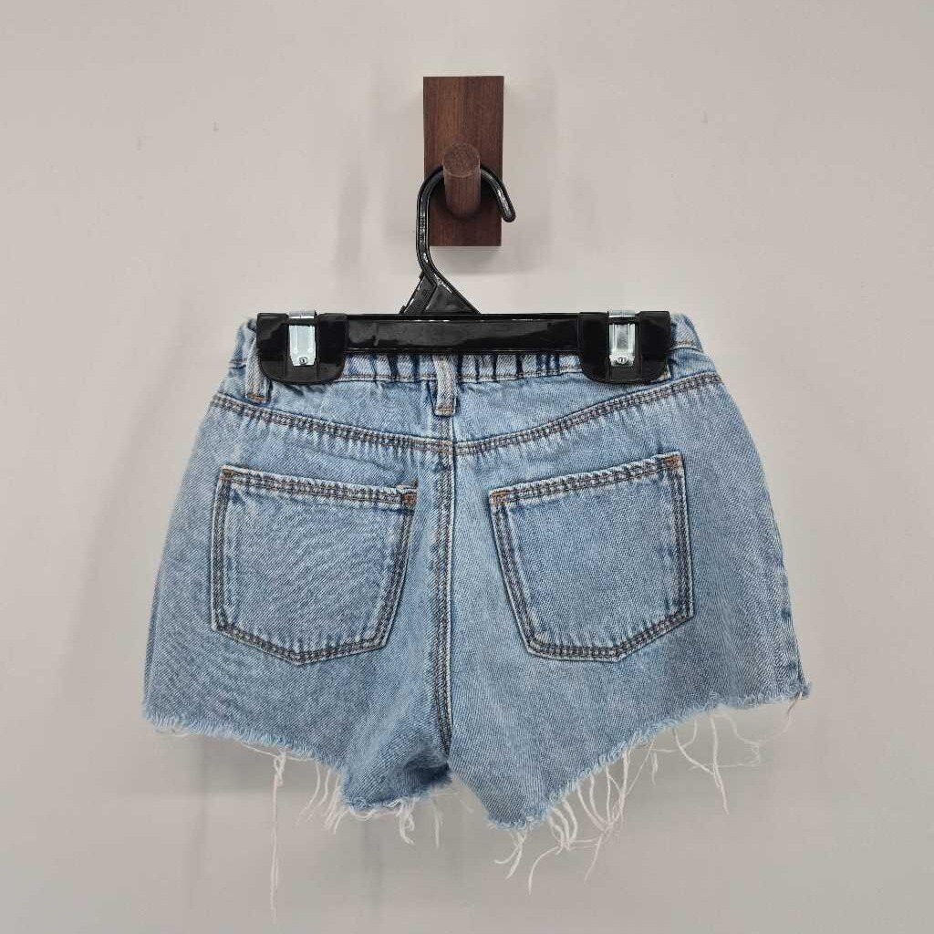 flower pattern denim shorts