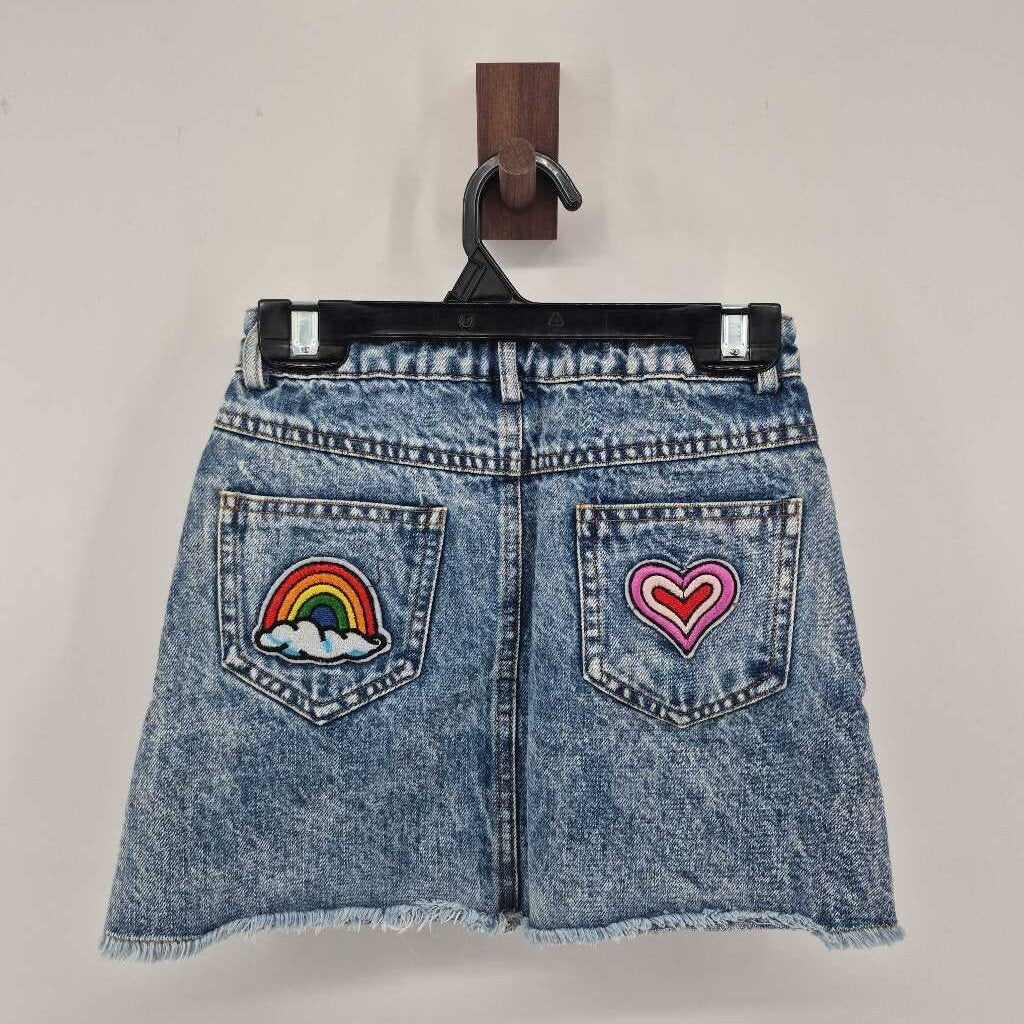 colourful art denim skirt