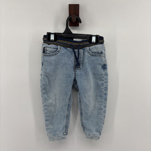 jeans with blue waist band
