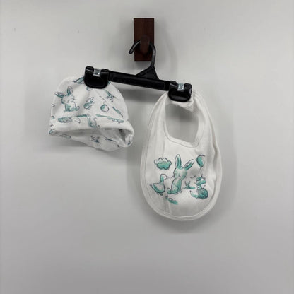 BUNNIES/BALLOONS SLEEPER, HAT,BIB& ONESIE