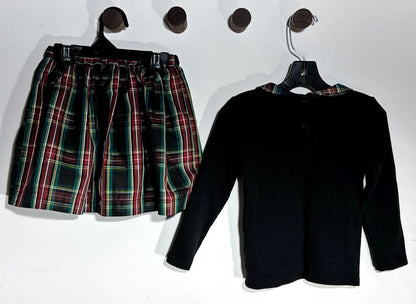 Ribbed long sleeve with plaid skirt