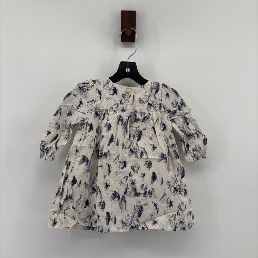 Long Sleeve. Navy Scratch Pattern