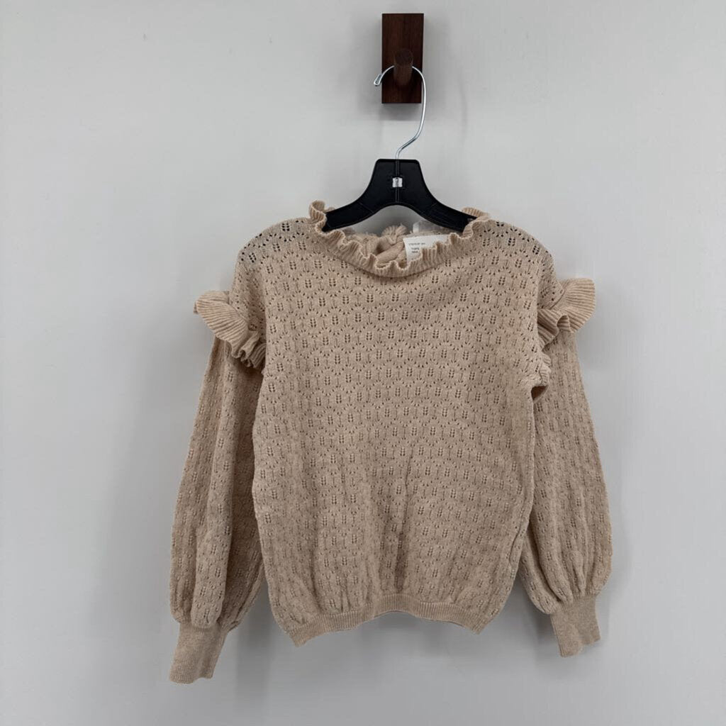 Sweatshirt, ruffle shoulders and neck