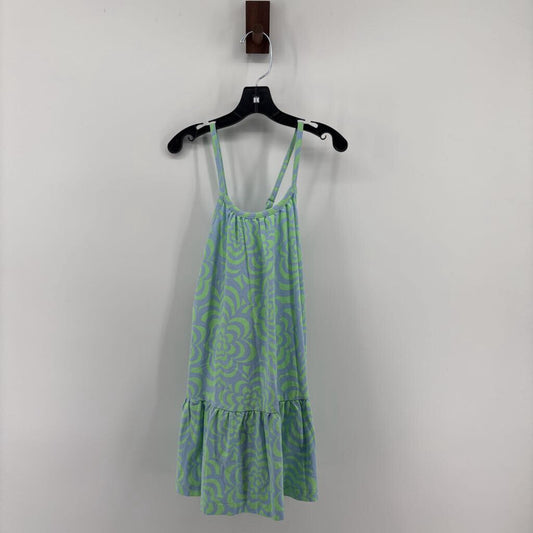 Racer Back. Green Flower Pattern