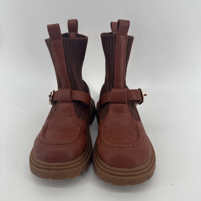 Knit sock heel boot