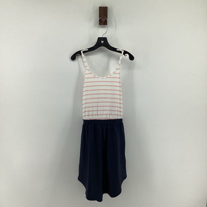 Horizontal Pink Stripes Top. Navy Bottom