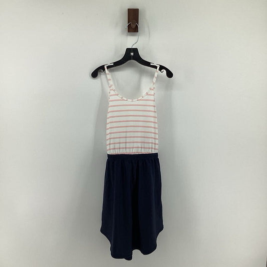 Horizontal Pink Stripes Top. Navy Bottom