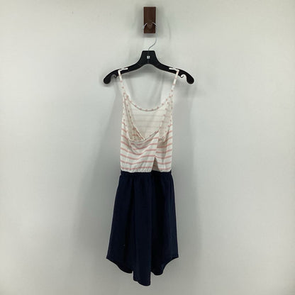 Horizontal Pink Stripes Top. Navy Bottom