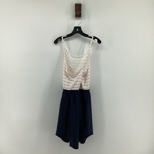 Horizontal Pink Stripes Top. Navy Bottom
