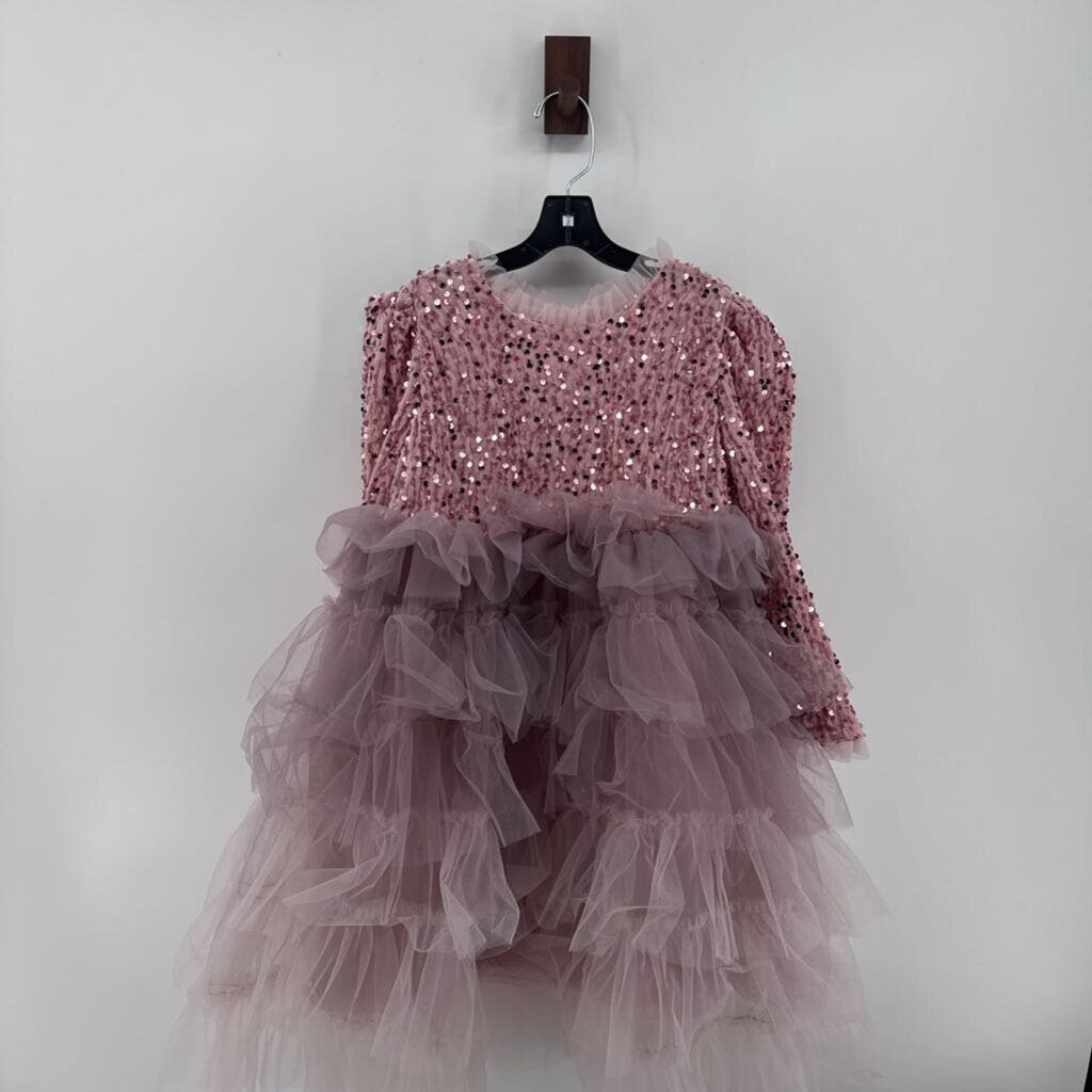 Sequin tule long sleeve dress