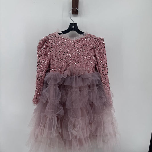 Sequin tule long sleeve dress