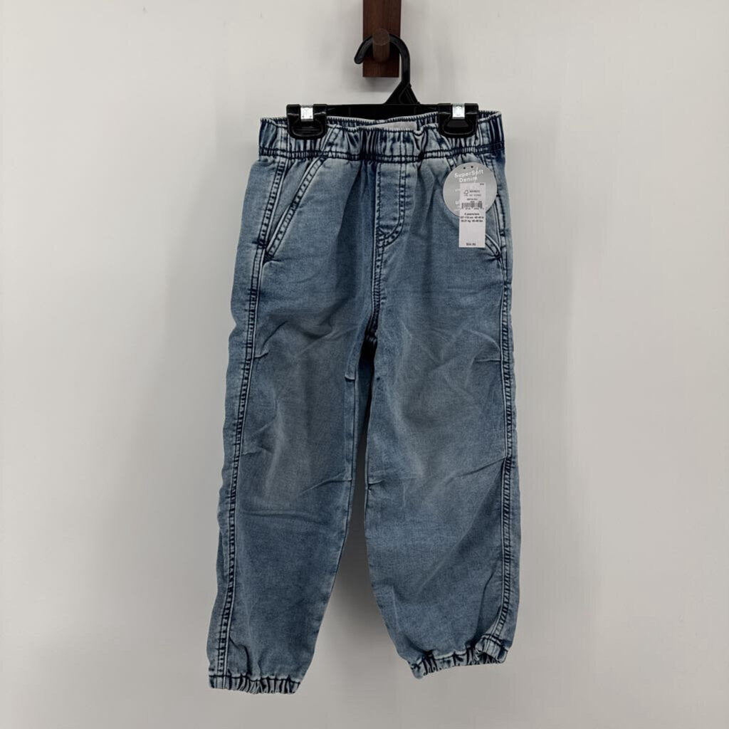 Tags on, denim