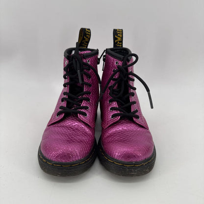 Reptile emboss lace-up boots