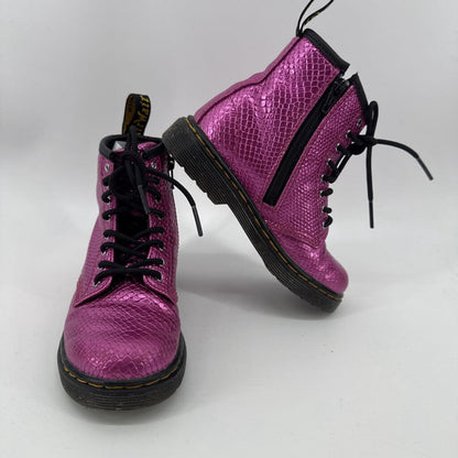 Reptile emboss lace-up boots
