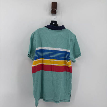 Tags on, polo t-shirt and chino pants