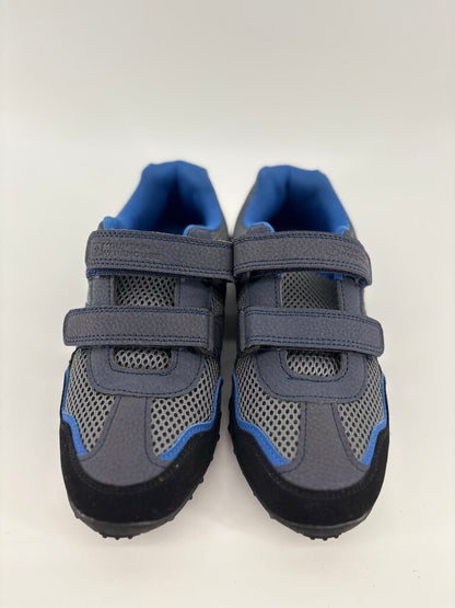 2 velcro straps, mesh, black and blue details