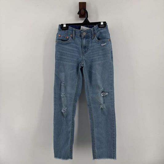 Levi 502 distressed denim