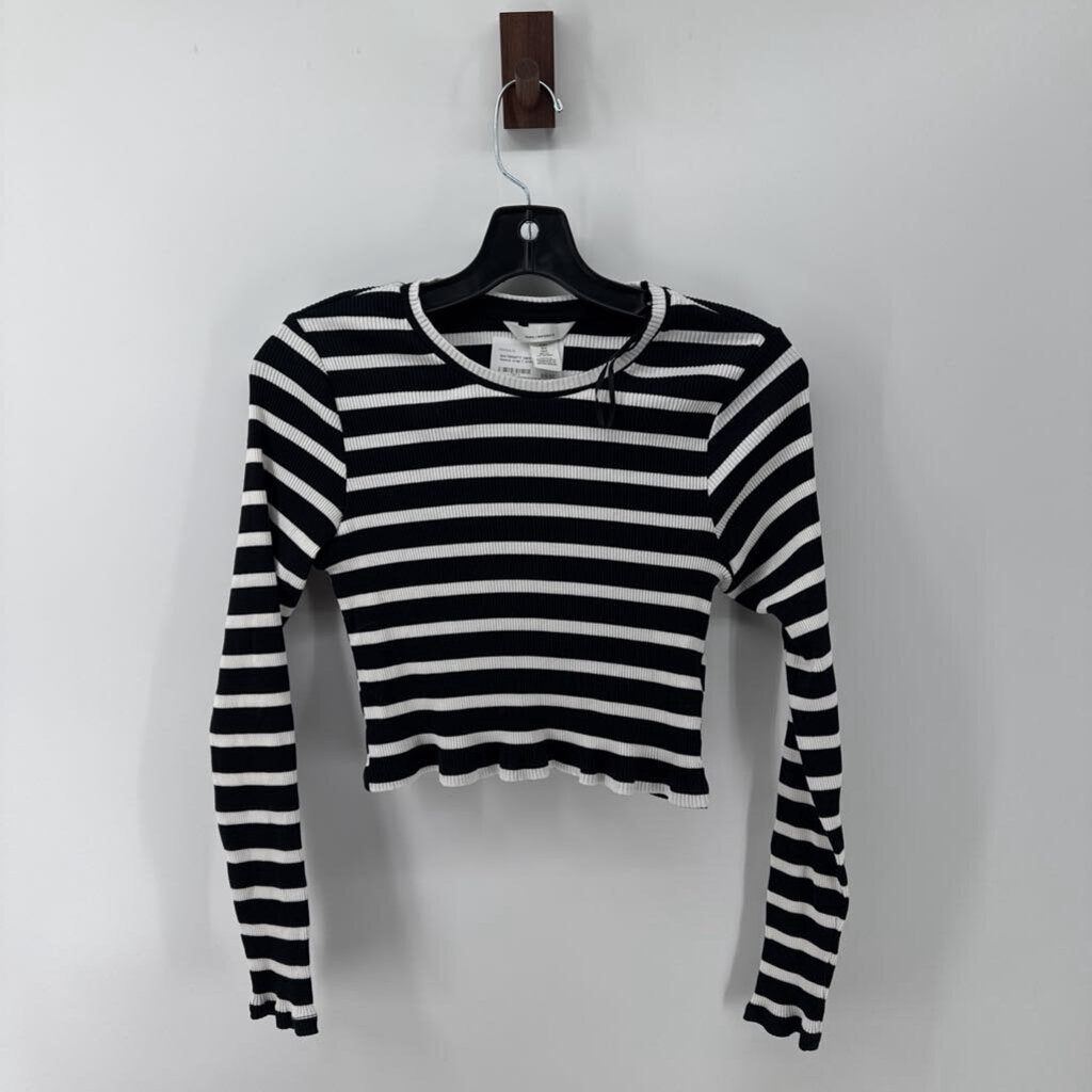 striped long sleeve cropped top