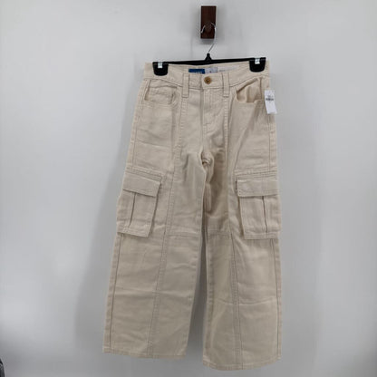 Tags on, denim cargo pockets