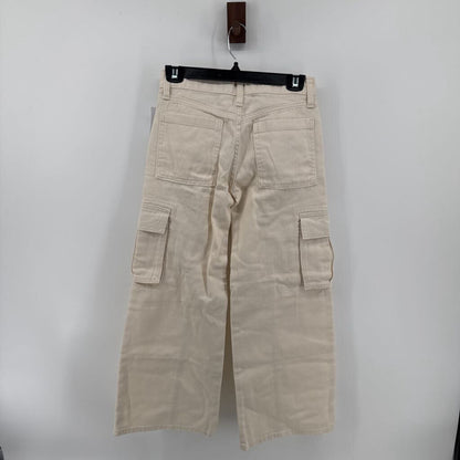 Tags on, denim cargo pockets