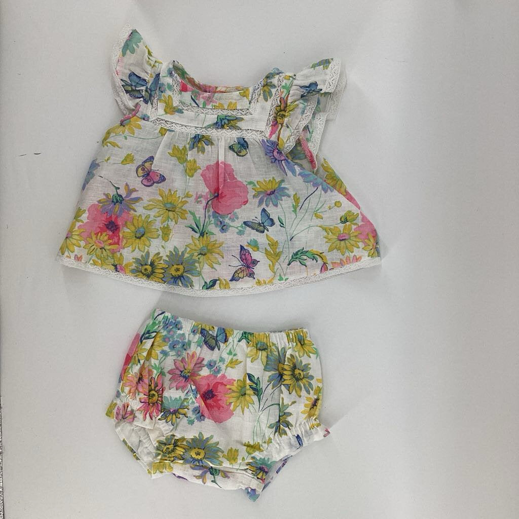 Top and Shorts. Flowers and Butterflies
