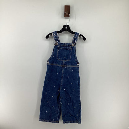 Denim bib overall, white hearts