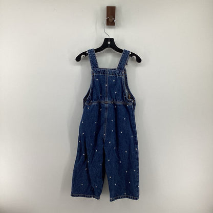 Denim bib overall, white hearts