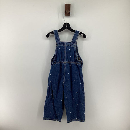 Denim bib overall, white hearts