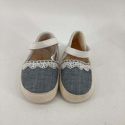 Natural Fibre around, blue Front and White lace detail. White Strap.