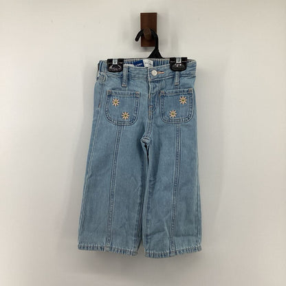 Denim, embroidered flowers