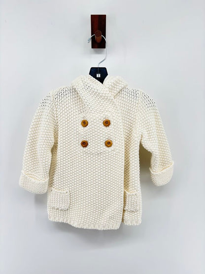 knit hoodie with wooden buttons