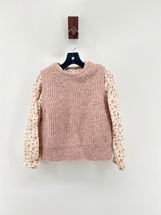 Floral long sleeve, knit vest
