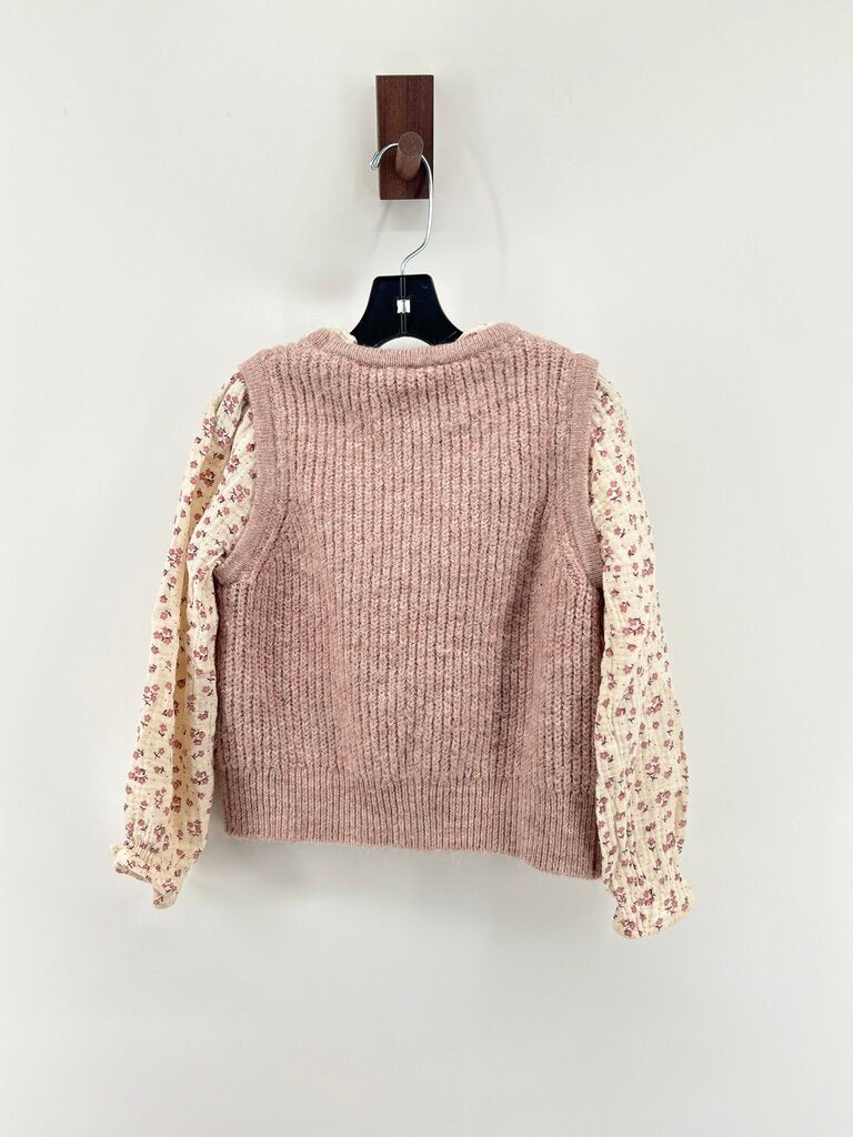 Floral long sleeve, knit vest