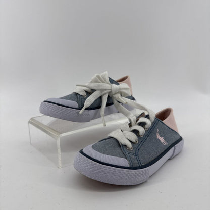 White laces, pink logo