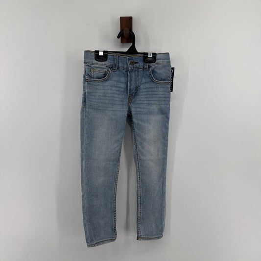Tags on, denim