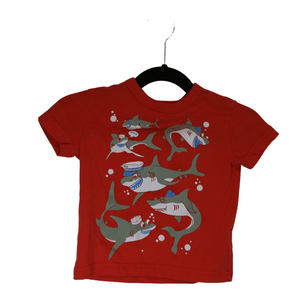 Shark's with Hats red shirt (6-12M)