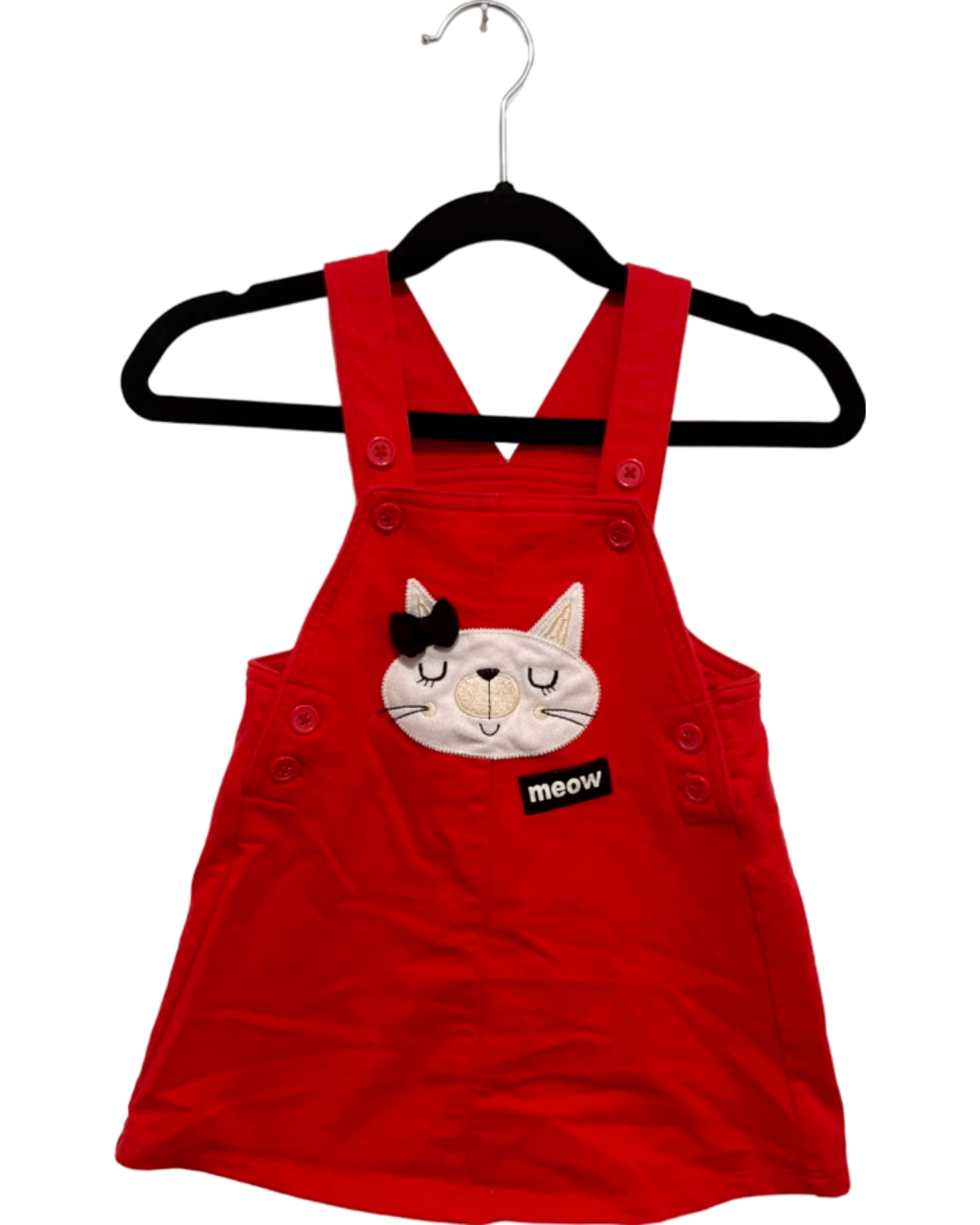 Red Cat Overall Dress (18M)
