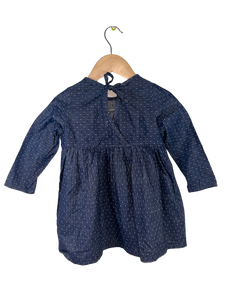 Nest and Nurture Blue Dress with White Polkadots (3T)