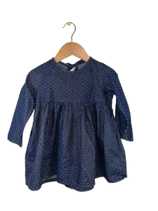 Nest and Nurture Blue Dress with White Polkadots (3T)