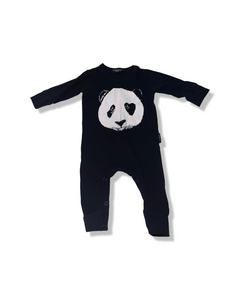 Lucky No. 7 Black Bodysuit with Panda Face (3M)