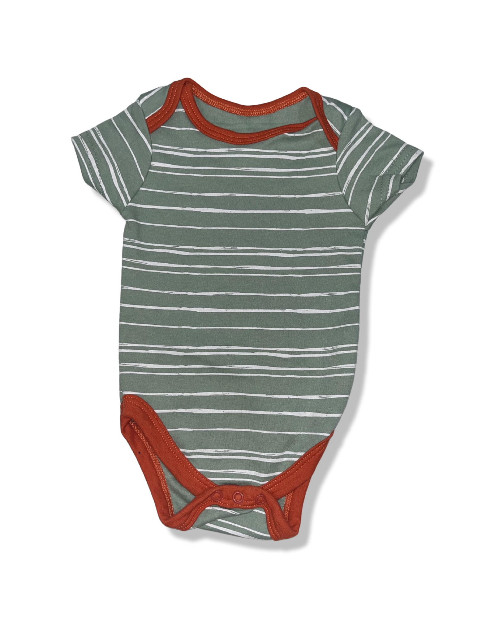 Chick Pea Green with White Stripes Onesie (3-6M)