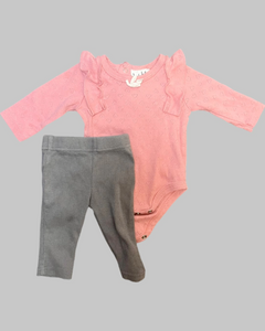 Pink and Grey Outfit with Bow