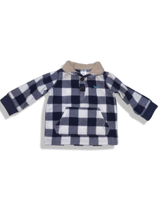 Carter's Blue and White Plaid Sweater with Front Pocket (12M)