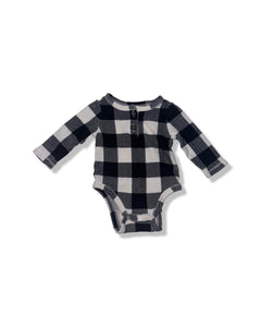 Old Navy Black and White Plaid Long Sleeve Onesie (0-3M)