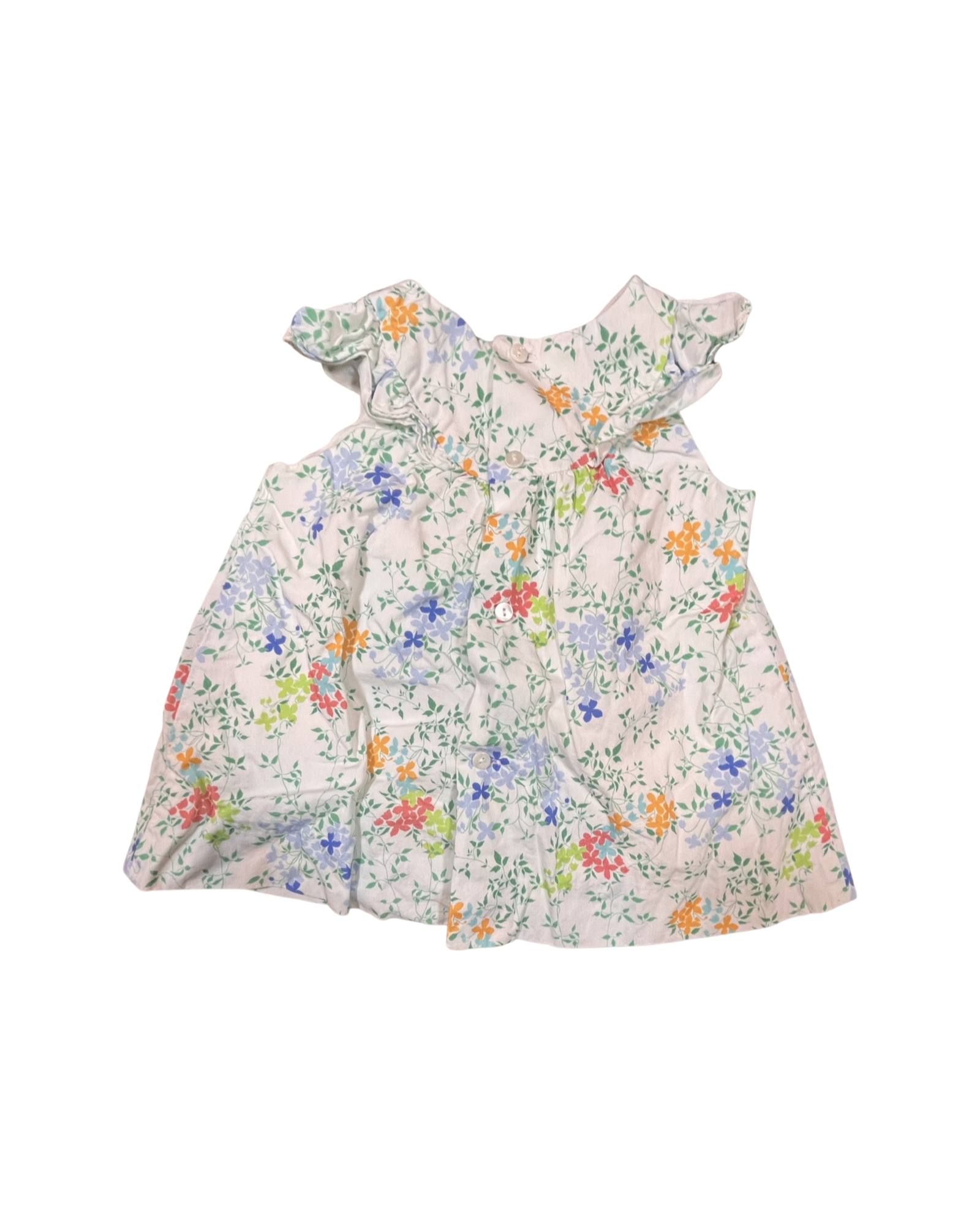 Zara White, Green Pink and Blue Dress with Diaper Cover (6-9M)