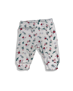 First Impressions White with Red and Pink Flowers Pants (0-3M)