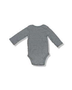 Carter's Green and White Striped Long Sleeve Onesie (0-3M)